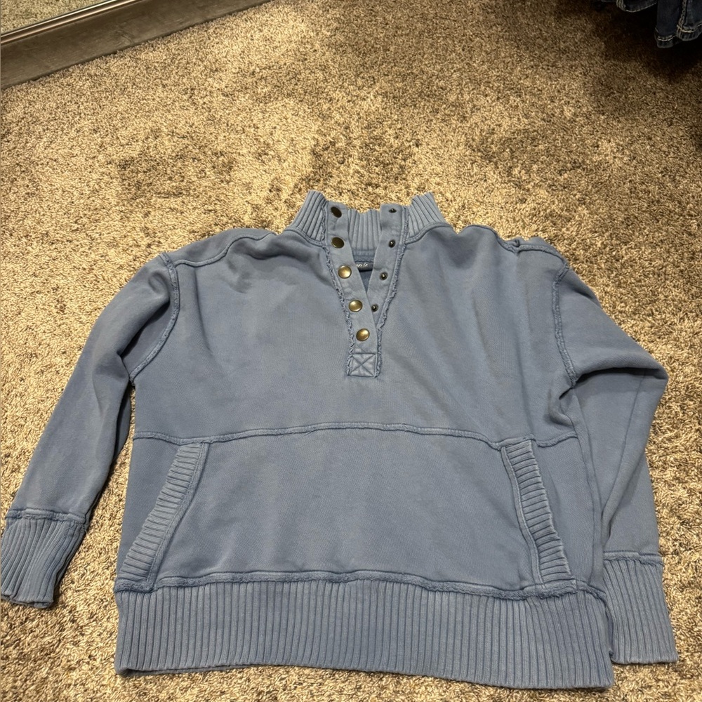 Blue Aerie Snap pullover sweatshirt XS